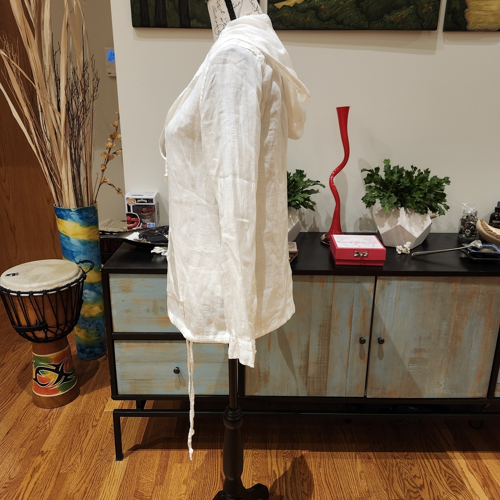 American Colors White Linen Hoodie - Picture 5 of 10